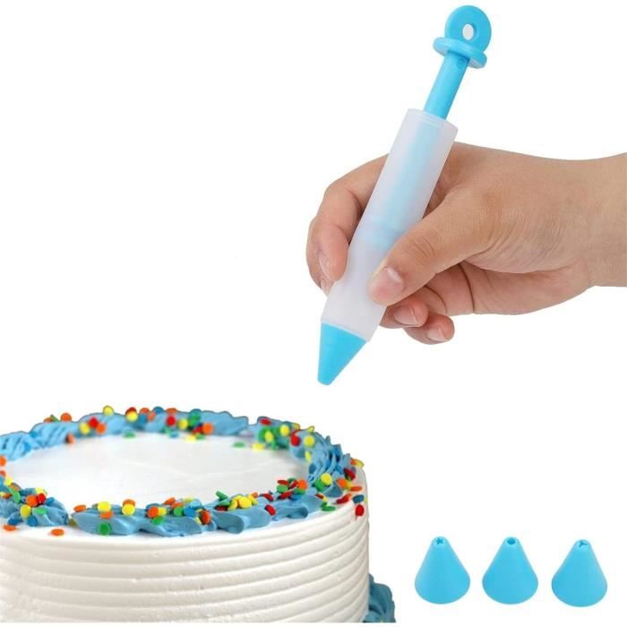 4 Stylos à Décoration Alimentaire + 16 Buses - Pour Écrire Sur Gâteaux, Chocolat, Glaçage - Silicone Alimentaire