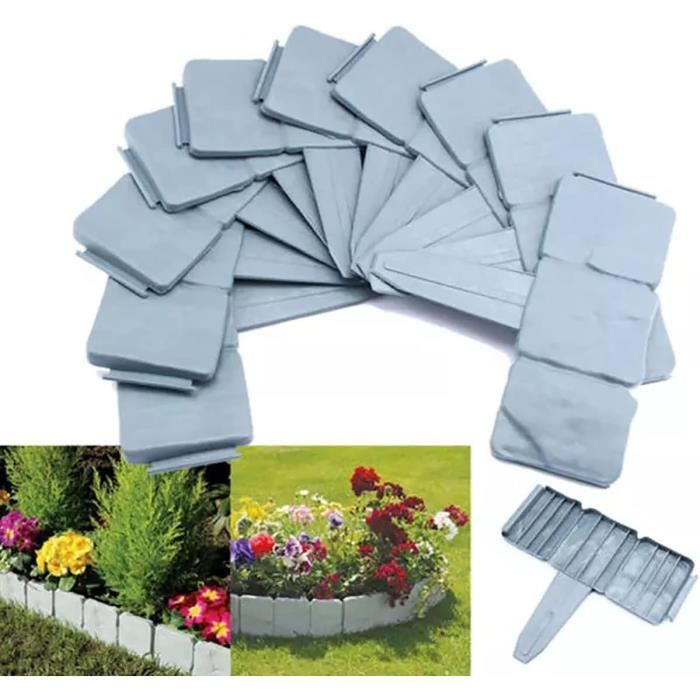 Lot De 5 Clôtures Blanches Jardin Plastique - Bordure Parterre Fleurs, Palissade Décorative Vinyle