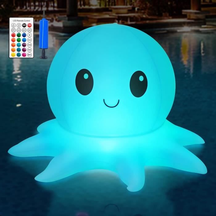 Qoolife Lumières solaires de piscine, lumières gonflables télécommande