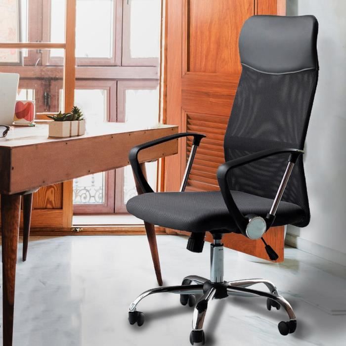 fauteuil de bureau en simili ergonomique - noir - l 49 x 50 cm
