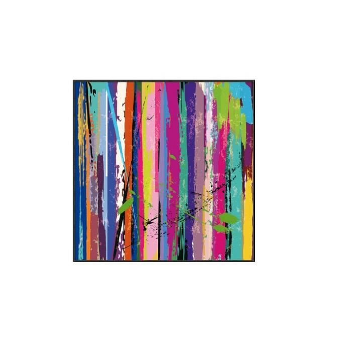 Grand tableau multicolore, peinture acrylique en impression. Cadre en bois  et sous-verre. Dimensions 80 par 80 centimètres - Achat / Vente tableau -  toile - Cdiscount