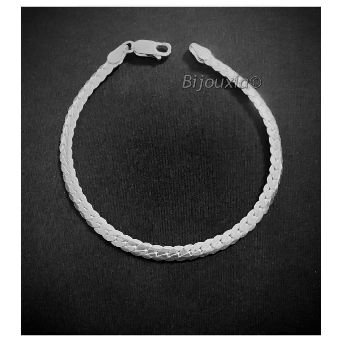 Bracelet Fin Maille Miroir En Argent Massif 925//000 Bijoux Femme