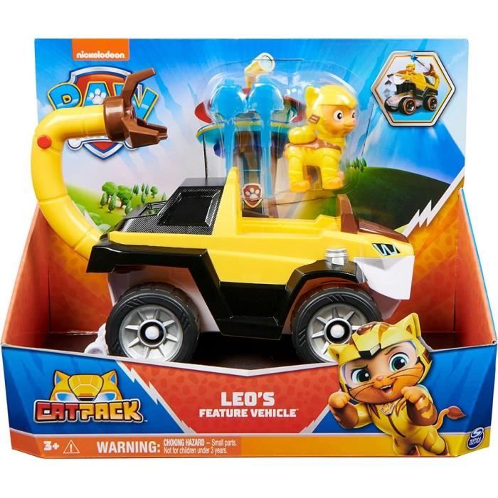 Coffret Pat Patrouille Voiture Jaune Chat Leo Set Catpack 1 Carte