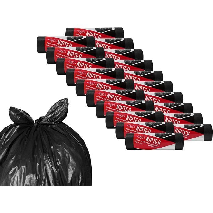 Lot De 10 Sacs Poubelle 1000 Litres Pour Conteneur 4 Roues - Épais 30 Microns, Anti-Odeur + Sangle De Fixation