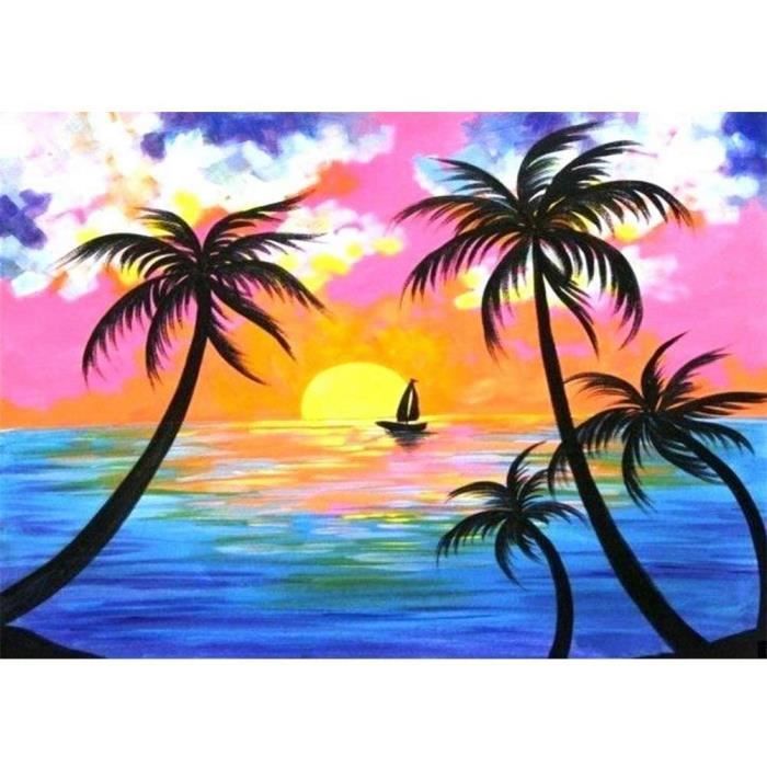 Broderie Diamant - Plage Et Cocotiers - Broderie Diamant