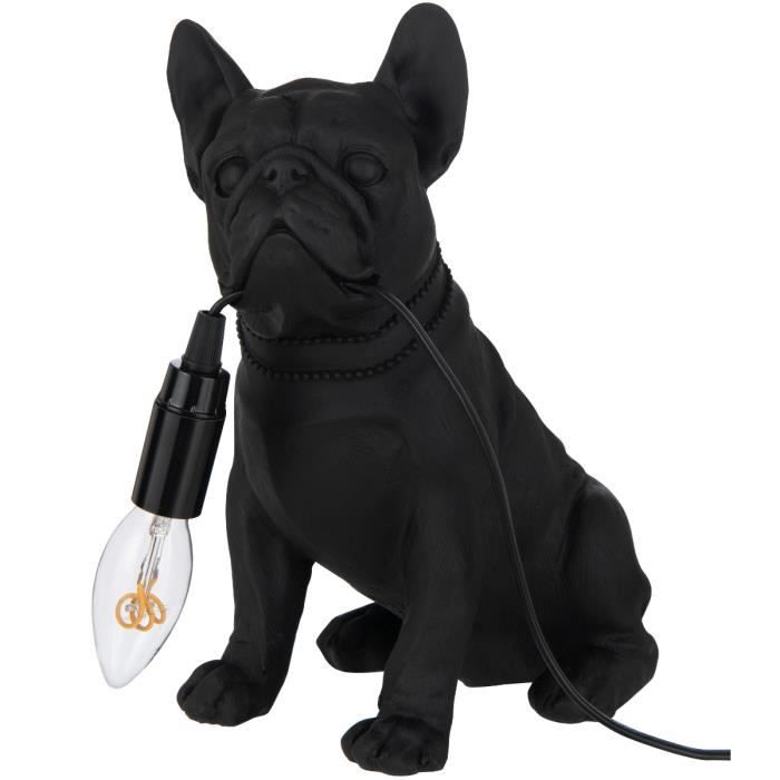 Lampe Bulldog noir en resine 2