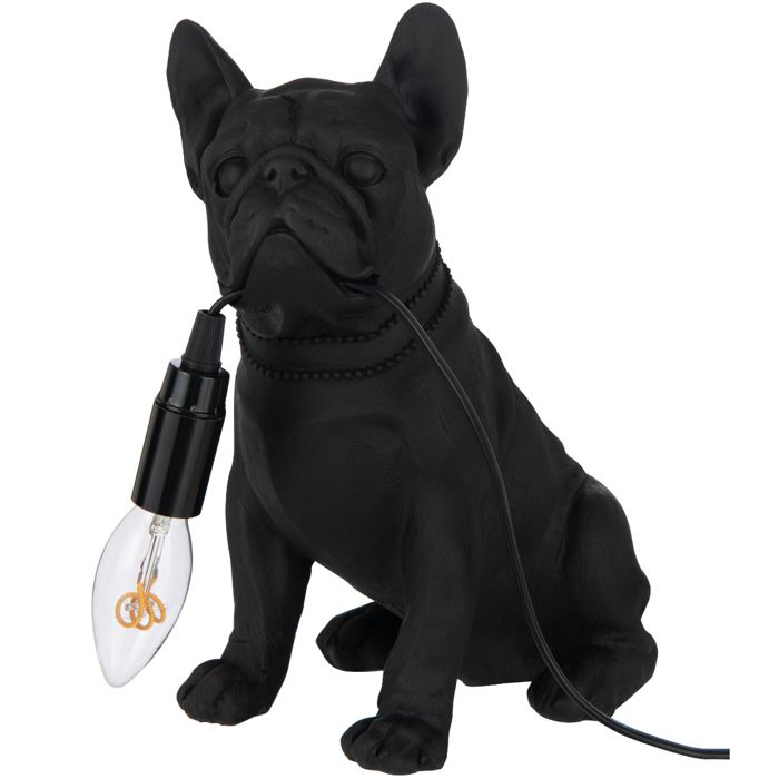 Lampe Bulldog noir en résine 25 cm Lampe Bulldog noir en résine 25 cm