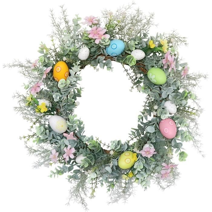 Couronne De Pâques Pour Porte D'Entrée - Guirlande Oeufs Artificielle Feriany Diamètre 36 Cm