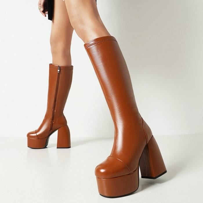 HOT Mode Femme Bottines PU Talons Hauts Bottes Mi-mollet Chaussures Us Taille 3 14 HOT Mode Femme Bottines PU Talons Hauts Bottes Mi-mollet Chaussures Us Taille 3 14
