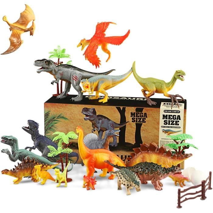 Dinosaure Jouets pour garçons geekera 16 Pcs Grand dinosaure figurine avec activité Play 