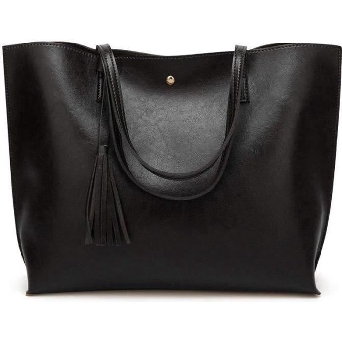 Grand Sac a Main Femme PU en Cuir Sac Fourre Tout Portes Epaule