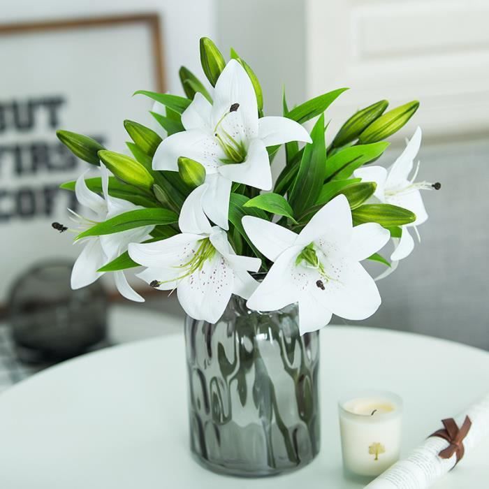 60pcs nouvelle fleur de soie Lys artificiel bouquet 3 têtes maison de  mariage floral Decor - Cdiscount Maison