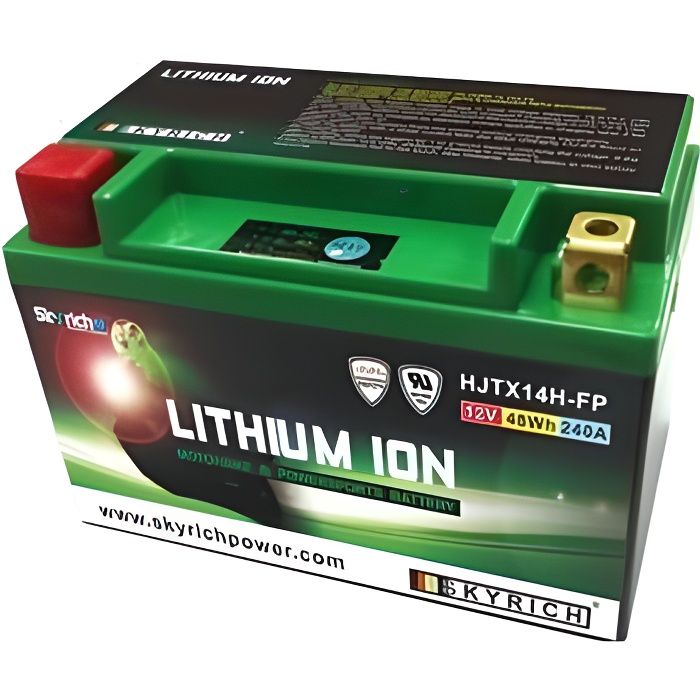 Batterie Lithium Skyrich pour Moto Aprilia 750 Shiver 2007 à 2013 YTX14-BS HJTX14H-FP / 12V 4Ah