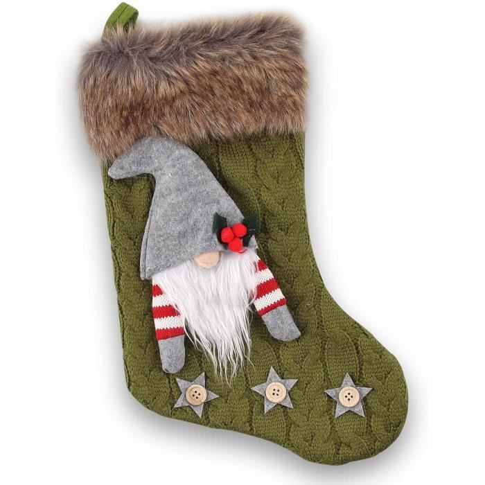DUOHERESHUI Lot De 3 Chaussettes De Noël à Suspendre - Décorations Bas De Cheminée Père Noël, Renne, Bonhomme De Neige Pour Fêtes Et Cadeaux