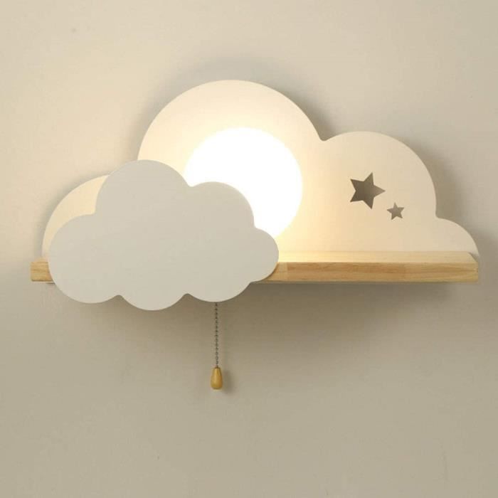 Chambre Enfant Applique Murale Interieur E27 Creative Dessin Anime Nuage Forme Lampe Murale Bois Avec Interrupteur A Tirette 651 Cdiscount Maison
