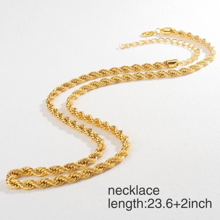 Collier Chaîne Or En Acier Inoxydable 304 Pour Femme - Longueur 60+5 Cm (La Boutique De Karine)
