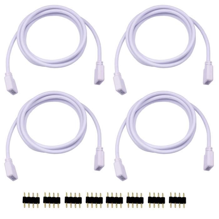 LitaElek Câble d'extension 1m Connecteur ruban LED à 4 broches RGB rallonge  flexible de bande de LED pour SMD 5050 3528 2835 RGB - Cdiscount Maison