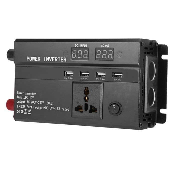 Sonew Onduleur solaire 12V / 24V à 220V inverseur solaire de voiture noir haute puissance 3000W / 4000W / 5000W / 10000W (12V à