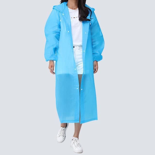 Poncho De Pluie Transparent Long Pour Adulte - Imperméable, Coupe-vent, Avec Capuche - Unisexe (Jaune)