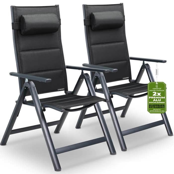 Set de 2 chaises de jardin dossier haut Terrasse Balcon Chaises de jardin Anthracite