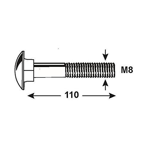 Vis à Tête Boutonnée M8-1,25 X 45mm En Inox A2-70 - Lot De 250 Pièces Pour Bricolage