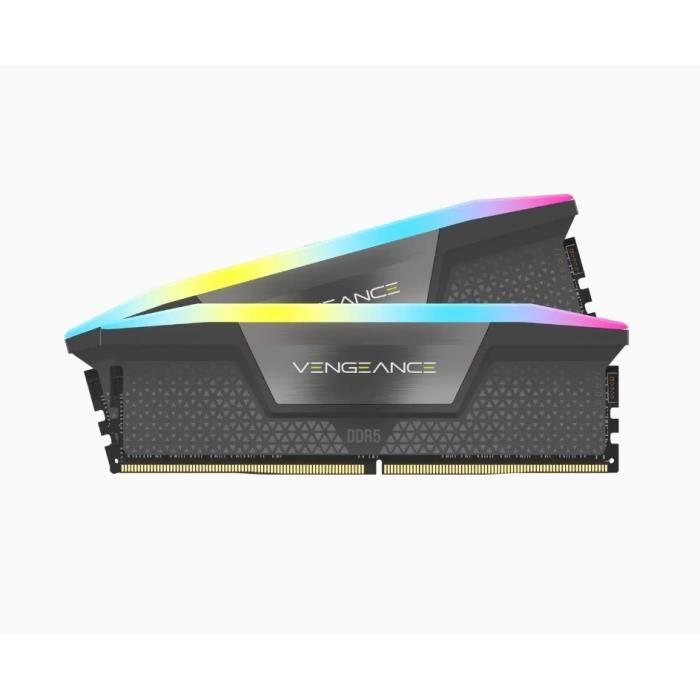 Mémoire RAM - CORSAIR - Vengeance RGB DDR5 - 32GB 2x16GB DIMM - 5600 MHz - 125V - Gris (CMH32GX5M2B5600Z36K)