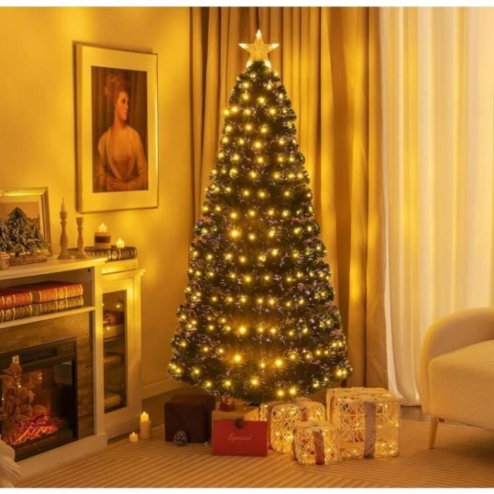 DREAMADE Sapin de Noël Artificiel 180CM en Fibre Optique avec 230