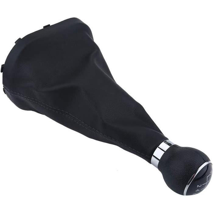 Pommeau De Levier De Vitesse Cuir Noir - Pour Peugeot 207, 307, 406 - 5 Vitesses Avec Soufflet