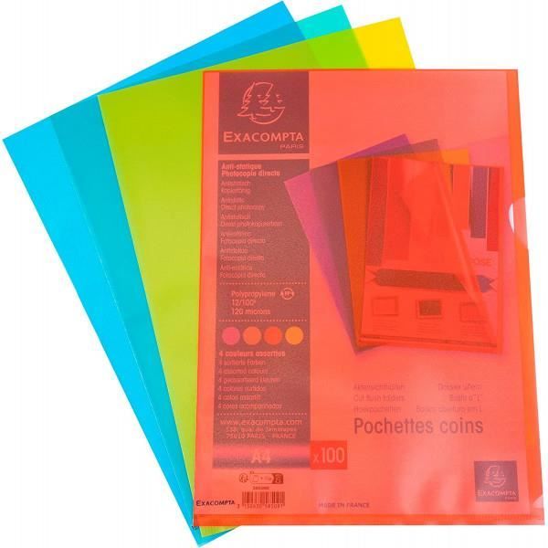 Paquet de 10 chemises plastique à coin A4 en polypropylène