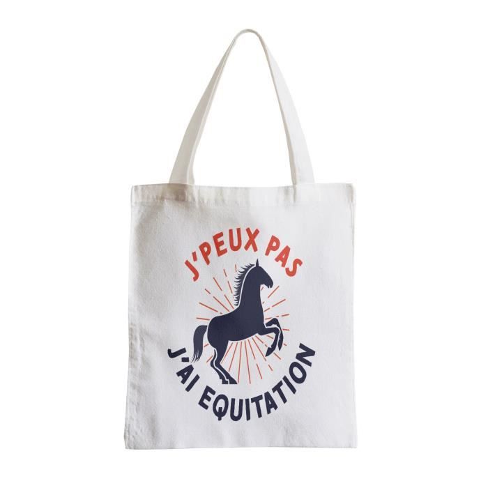 Grand Sac Shopping Plage Etudiant J Peux Pas J ai Equitation Cheval Poney Dressage