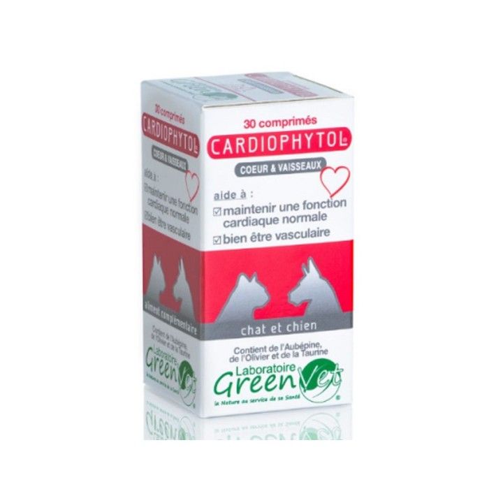 Comparer les prix de Complément Alimentaire - GREENVET - CARDIOPHYTOL - 30 Comprimés - Soutien Cardiaque - Chien et Chat