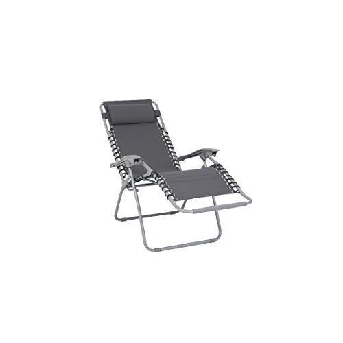 greemotion chaise longue teramo, bain de soleil en acier et textilène avec dossier haut inclinable, transat pliable