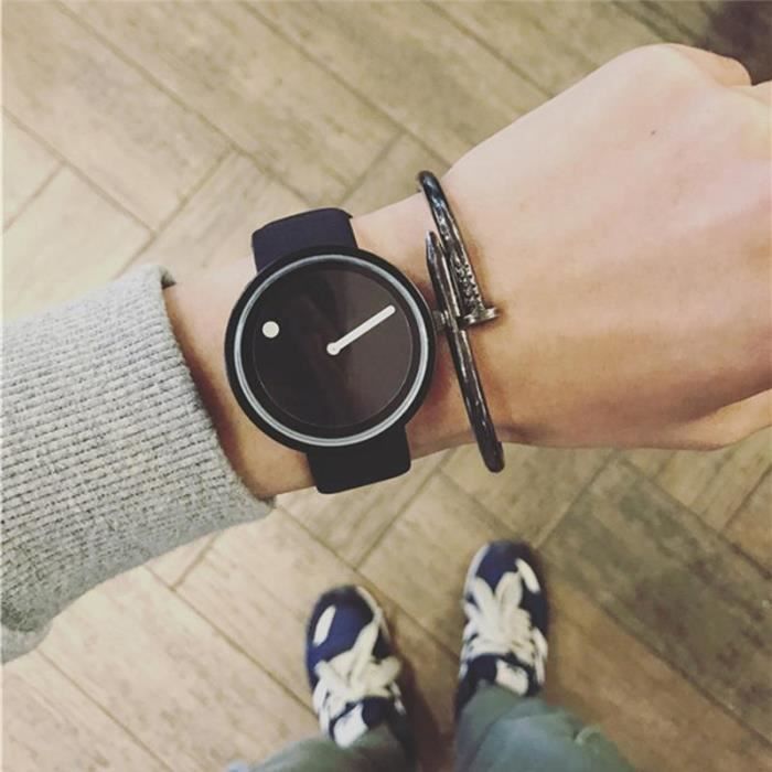Montre quartz Mode Femme Homme de Sport sans Aiguille Noir