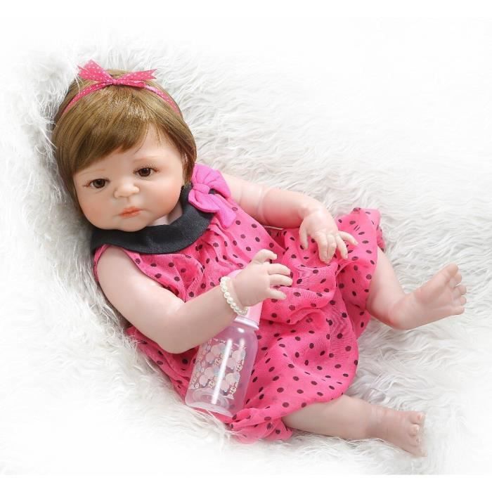 56 CM Bebe Poup e Reborn B b Fille Pinky Doux Victoria Corps
