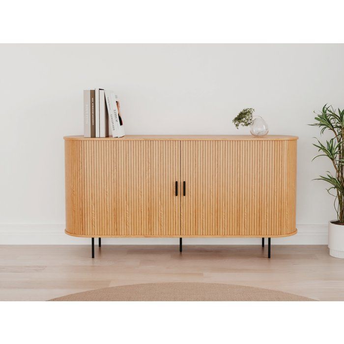 Buffet KAJSA - Chêne & Noir - 2 portes - 160 x 40 x 80 cm