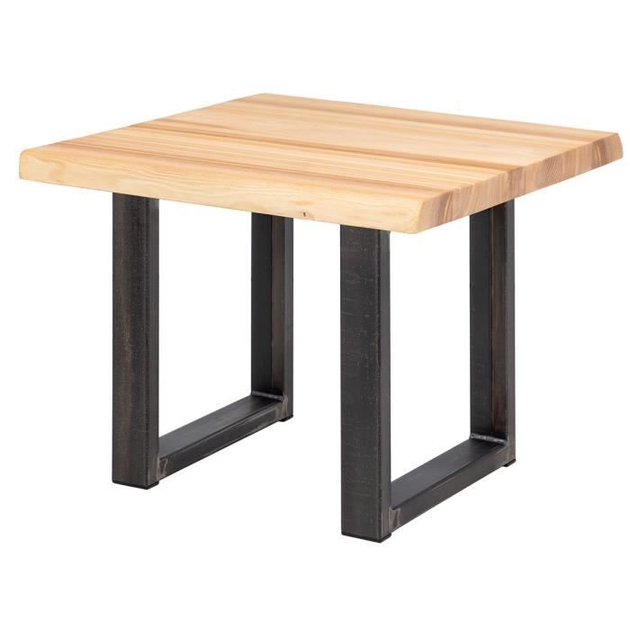 lamo manufaktur table basse en bois - industriel - salon - 60x60x47cm - frêne naturel - pieds métal acier brut - modèle loft