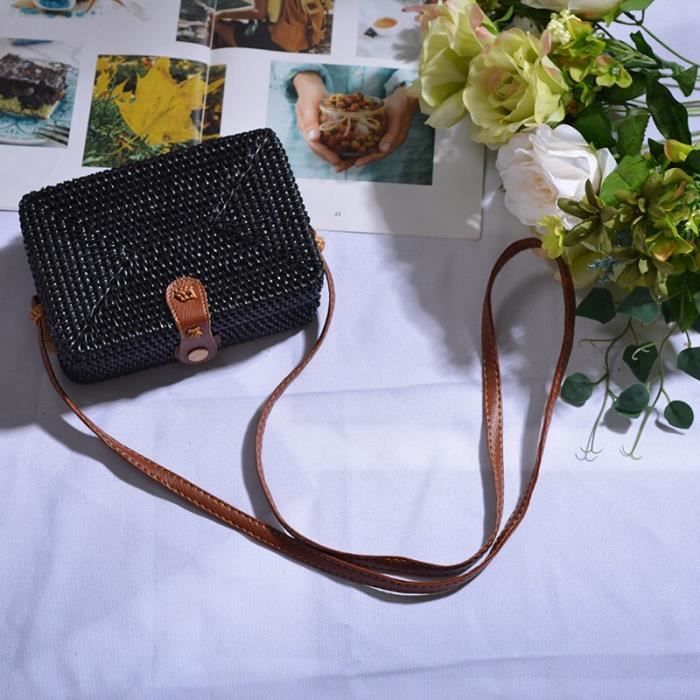 BAPPKON Sac à Main Femme En Rotin Tissé - Fourre-Tout Bohème Chic D'Été, Paille Naturelle Élégante Et Spacieux