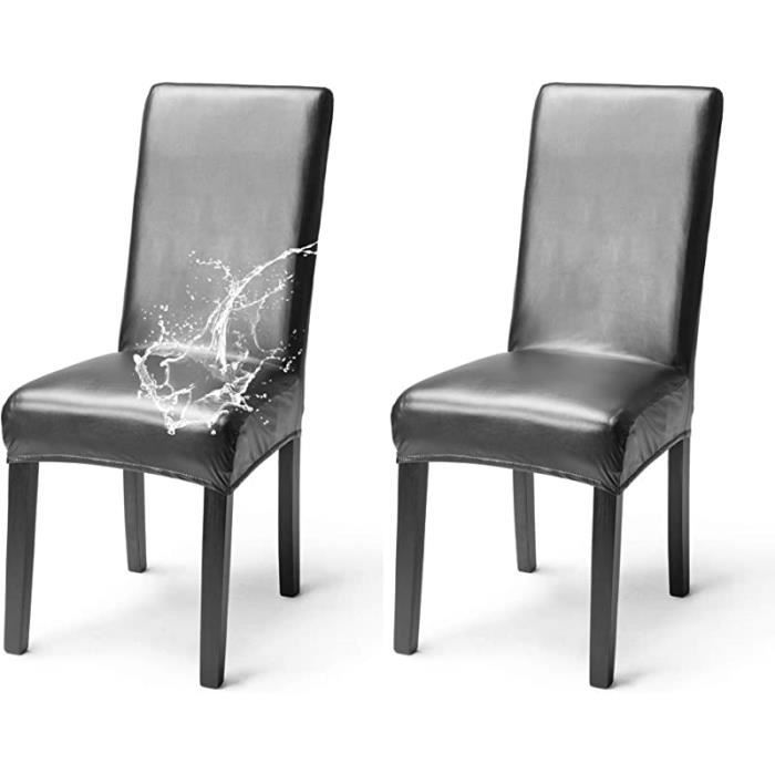 MARSEE Lot de 2 Housse de Chaise Simili Cuir Imperméable Elégant