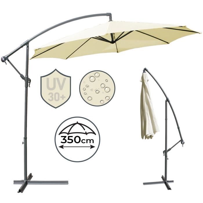 Parasol Déporté MIADOMODO® - Ø 3,5 m, Inclinable, Protection UV 30+, Beige