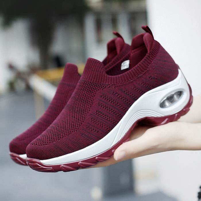 Sandales Femme Mailles Chaussures de Fitness Baskets Mode Compensees Femme Espadrilles Chaussures Sport Ete Mode Jogging rouge Rouge Cdiscount Chaussures
