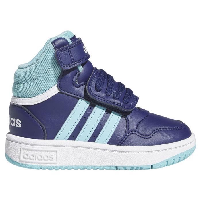 adidas Mixte bébé Hoops Mid Shoes Low Dark Blue-Light Aqua-FTWR White