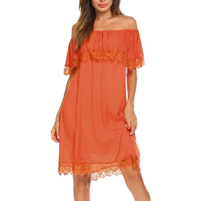 robe orange dentelle