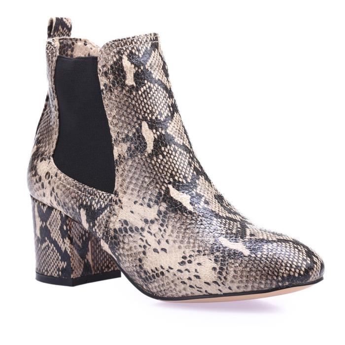 bottines python beige