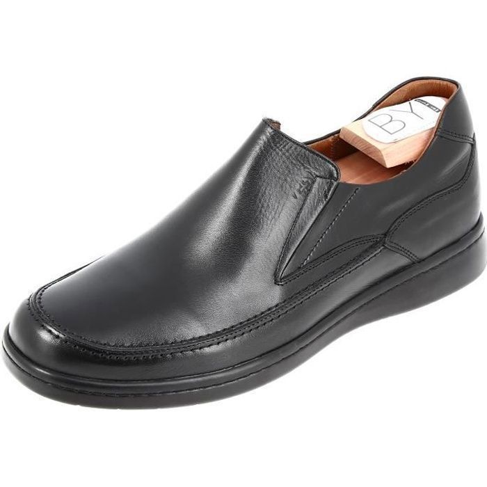 chaussure médicale homme mocassin en cuir noir