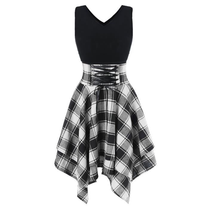 Robe courte soirée double boutonnage ceinture ajustable
