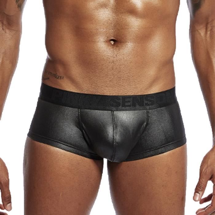 Sous v tements pour hommes Boxer pour hommes Slips en cuir Sexy Big Bag Underwear
