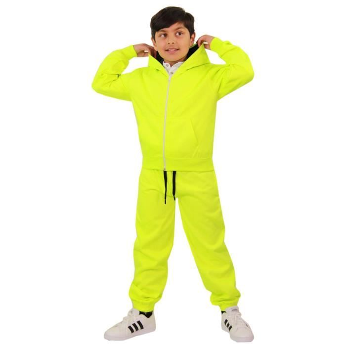 Survetement Enfant Unisexe A Capuche Haut et Bas Jogging Garniture Contrastee Vert Fluo Noir 5 13 Ans Vert fluo noir Cdiscount Pret a Porter