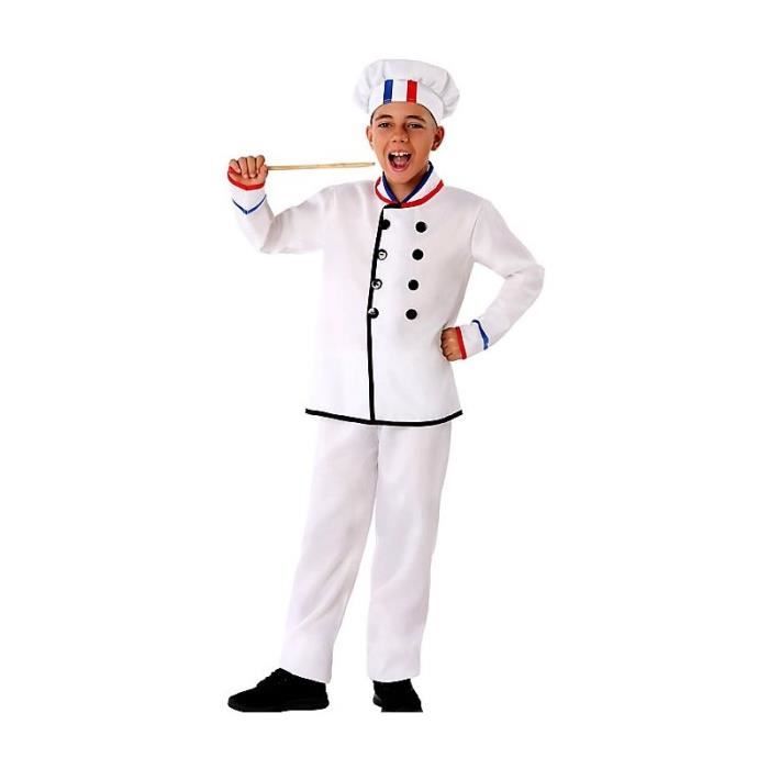 Déguisement Enfant Chef Cuisinier - ATOSA - Costume de Métiers de bouche - Blanc - A partir de 3 ans - Mixte