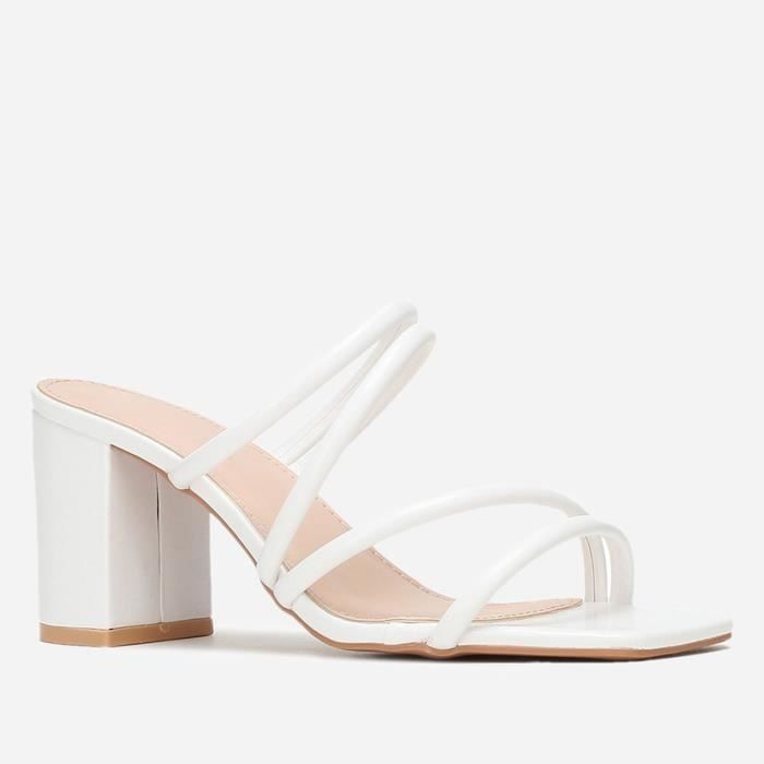 Mules top talons blanches
