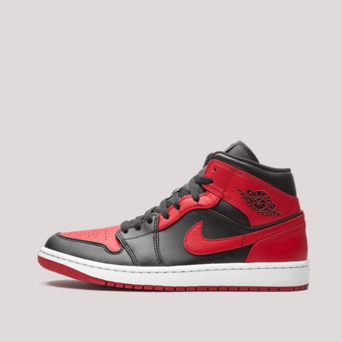 Air jordan 1 mid outlet rouge et noir femme